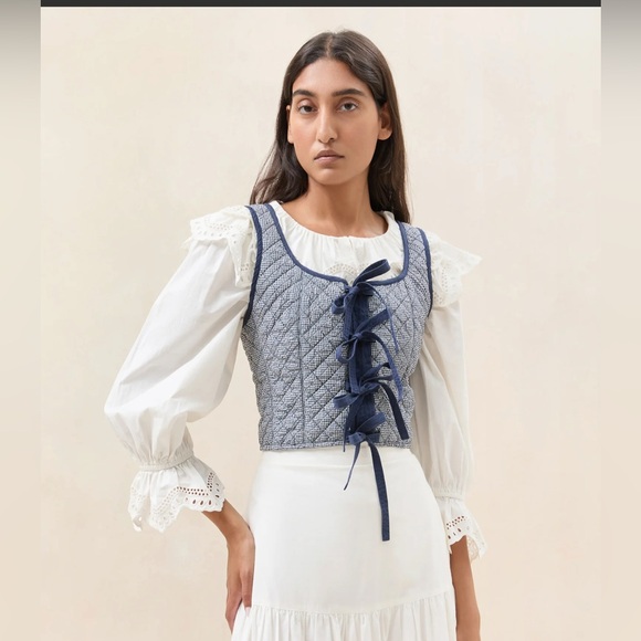 Loeffler Randall Calista vest in blue gingham. - Picture 1 of 1